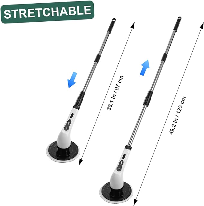 9 in 1 Electric Cleaning Scrubber, Replaceable Brush Heads - 90Mins Work Time