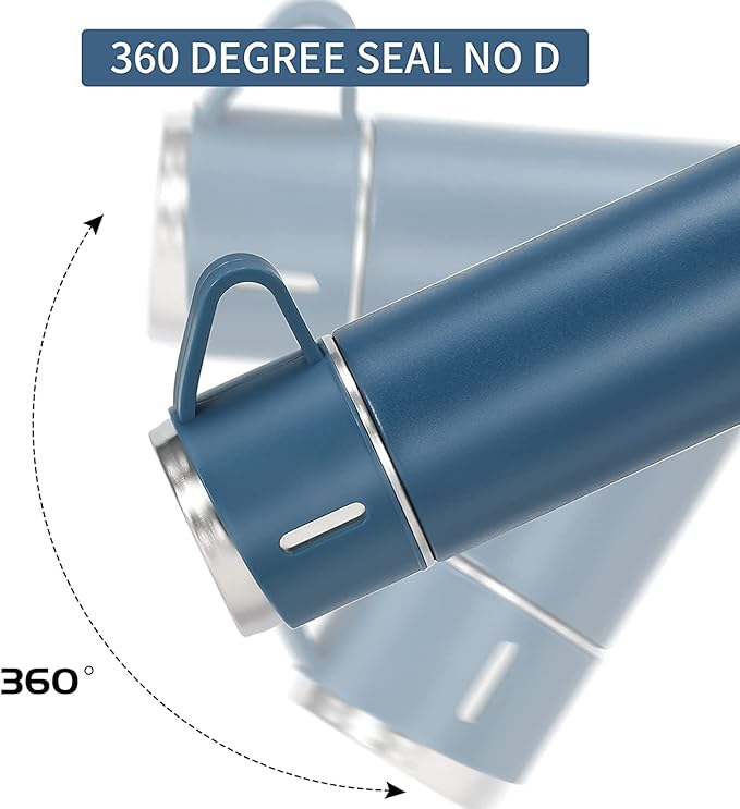 Premium Stainless Steel Vacuum Flask Set- Blue Color